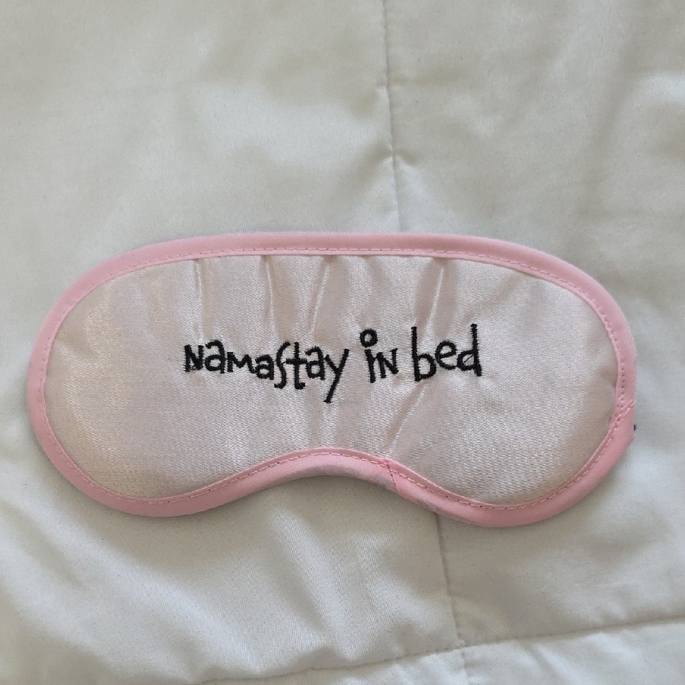 Pink Sleep Mask with Embroidered Text